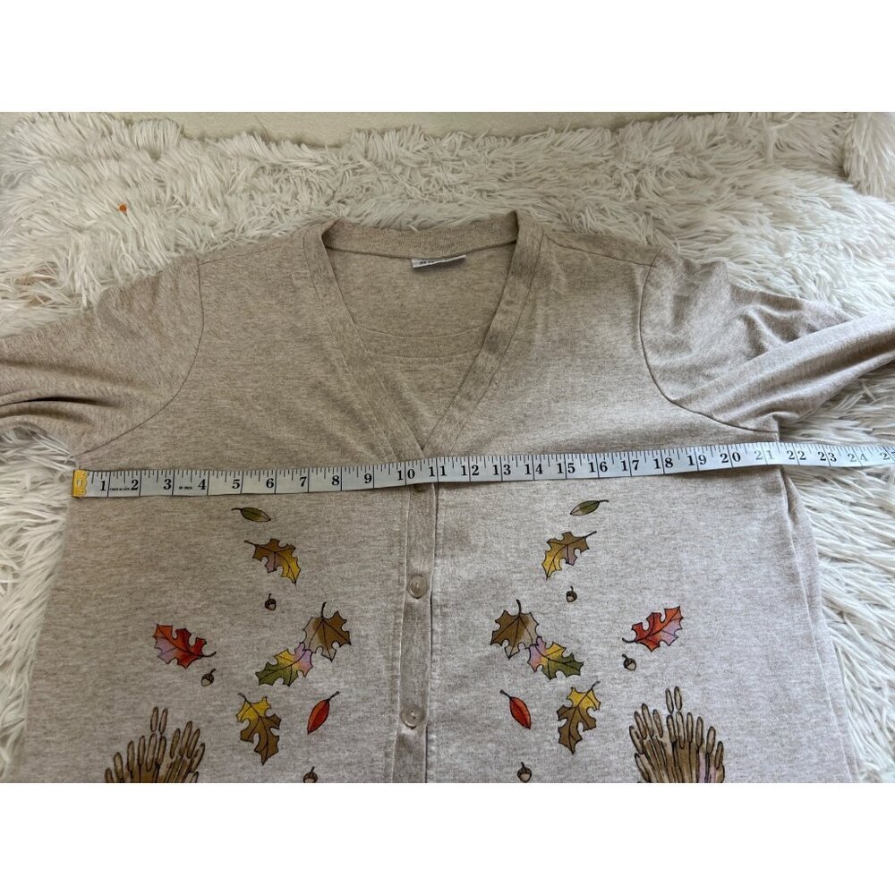 Blair Top W/ Attached Cardigan L Harvest Fall Pumpkins Hay Leaves - Picture 3 of 7